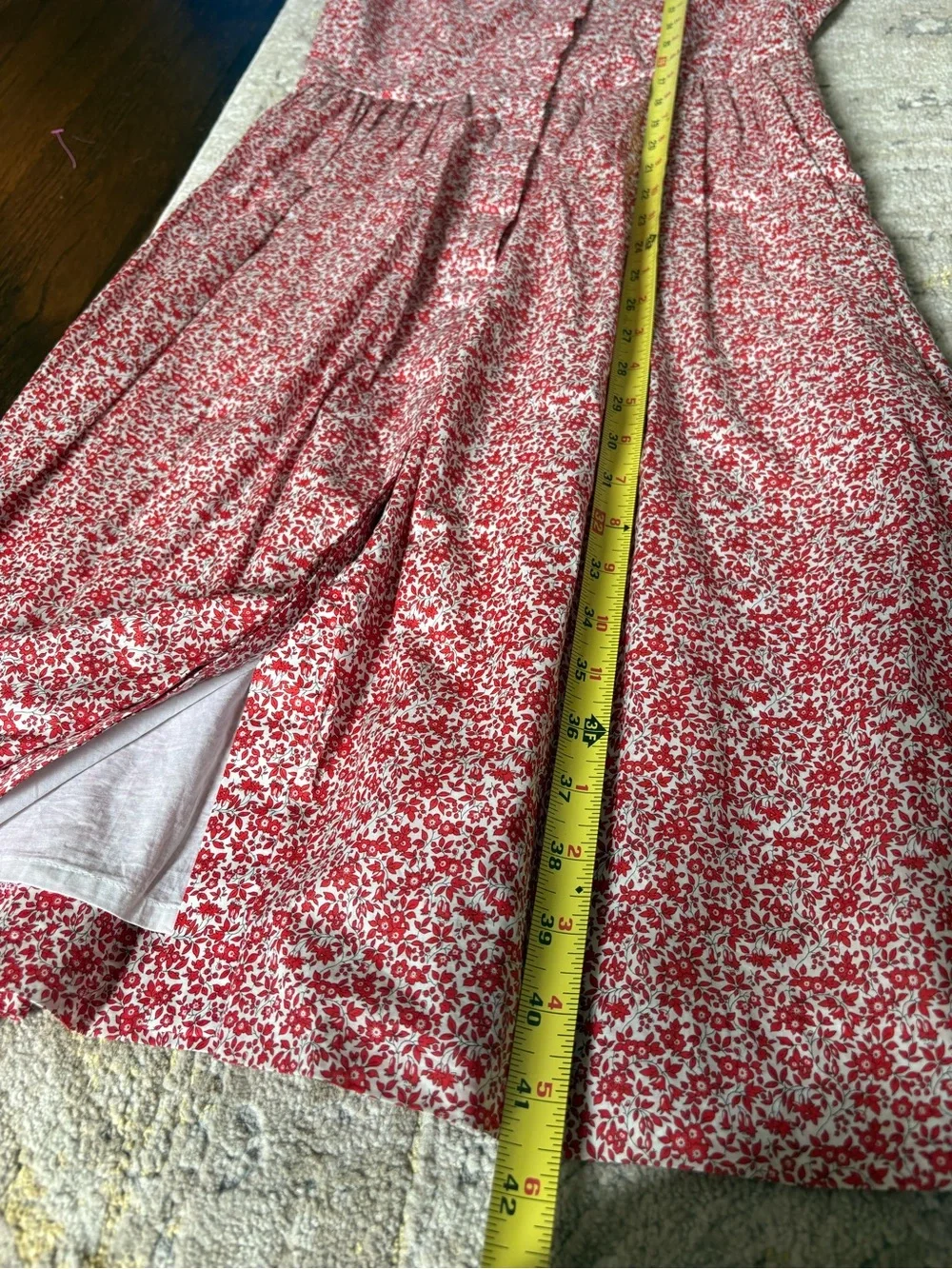J.Crew Liberty floral print, red and white  button down dress